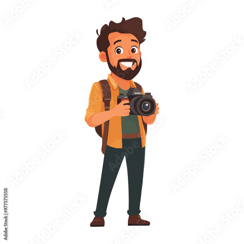 A male photographer holding a camera