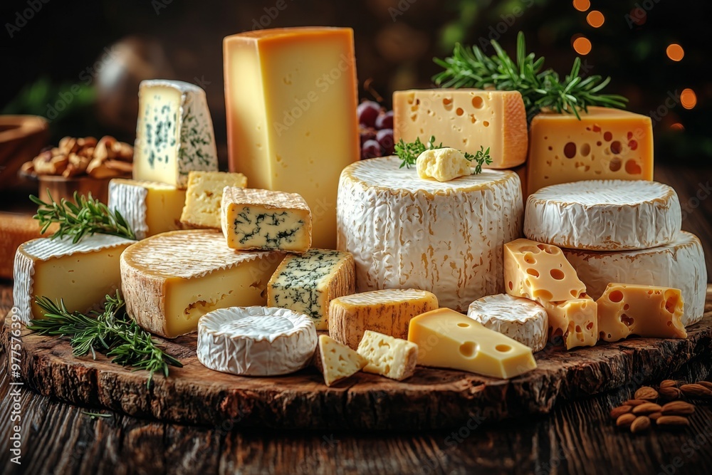 Assortment of cheese on wooden table, closeup. Dairy products. Cheese Selection. Large assortment of international cheese specialities.
Assortment of cheese on wooden table, closeup. Dairy products. Cheese Selection. Large assortment of international cheese specialities.