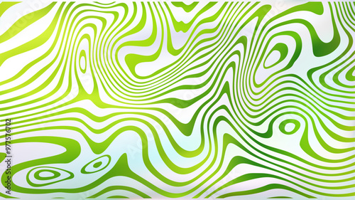 Abstract white green fluid swirl bg. Liquid line surface.