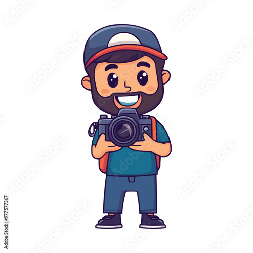 A male photographer holding a camera
