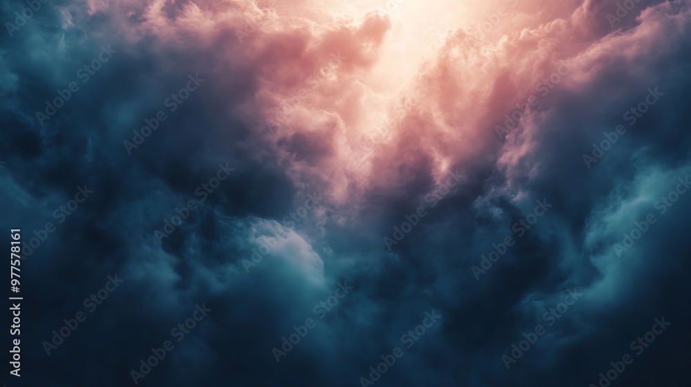 Abstract background with bright light shining through dark clouds Abstract background with bright light shining through dark clouds