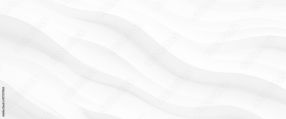 Fototapeta premium White wave background, abstract concept. Beautiful format poster with Smooth Grey Waves abstract background with grayish tonalities, plenty of copy space and elegant design.