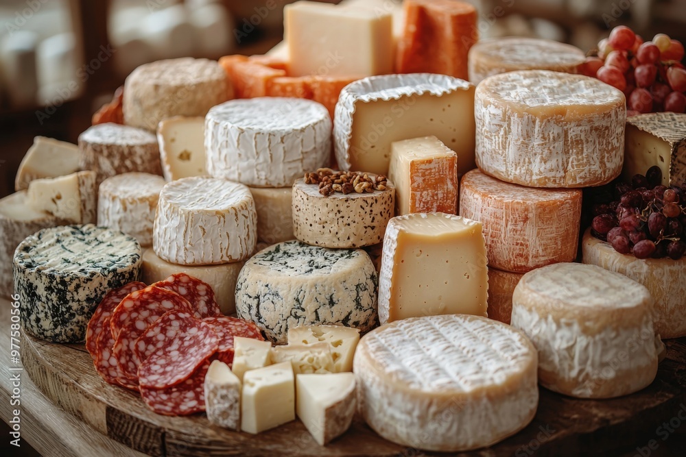 Assortment of cheese on wooden table, closeup. Dairy products. Cheese Selection. Large assortment of international cheese specialities.
Assortment of cheese on wooden table, closeup. Dairy products. Cheese Selection. Large assortment of international cheese specialities.