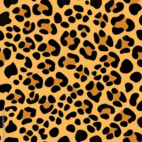 Leopard skin pattern, animal leather seamless vector design