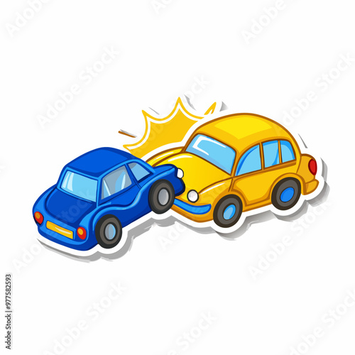 Sticker design with wrecked cars vector on a isolated white background (9)