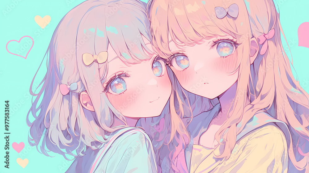 Adorable Chibi Anime Girls in Love – Kawaii Couple Art Adorable Chibi Anime Girls in Love – Kawaii Couple Art