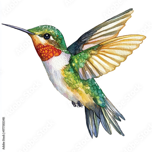 Hummingbird watercolor clipart illustration isolated