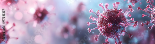 Holographic Virus Neutralization: Close-Up of Antibodies Targeting HIV in 3D Simulation, Showcasing Virus Inactivation Process and Immune Response photo