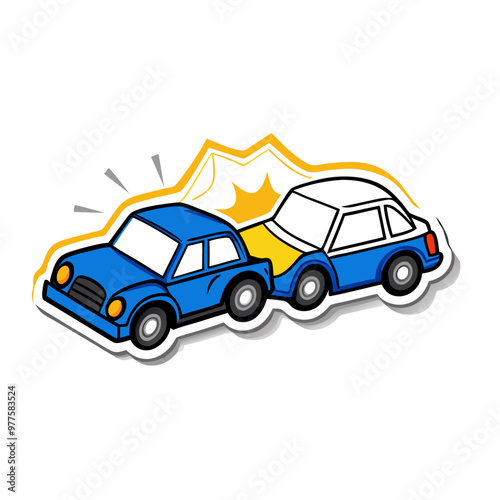 Sticker design with wrecked cars vector on a isolated white background (20)