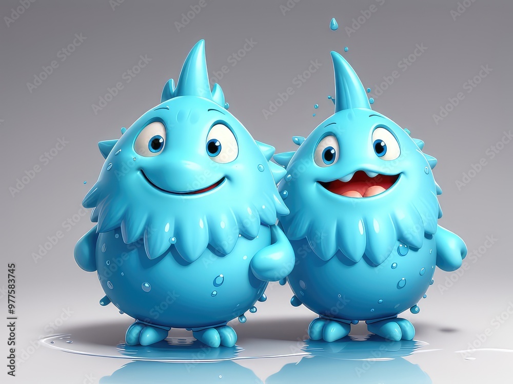 Fototapeta premium 3d monster cartoon with a smile