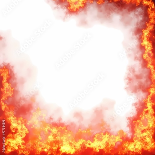 Fiery Flame Frame Background - Dynamic Burning Border for Intense Designs png  photo