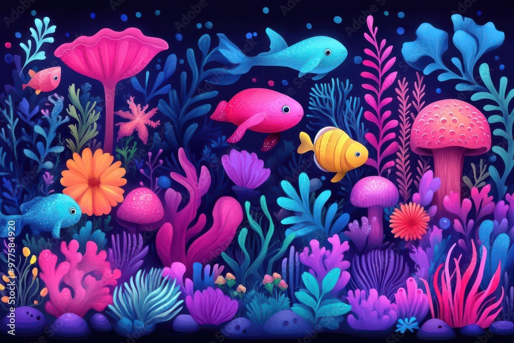 Ocean conservation flat design top view marine life cartoon drawing colored pastel Ocean conservation flat design top view marine life cartoon drawing colored pastel