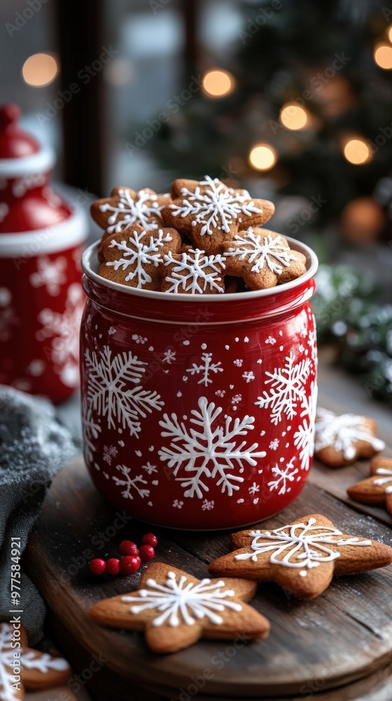 custom made wallpaper toronto digitalHoliday gingerbread cookies in a festive red and white jar