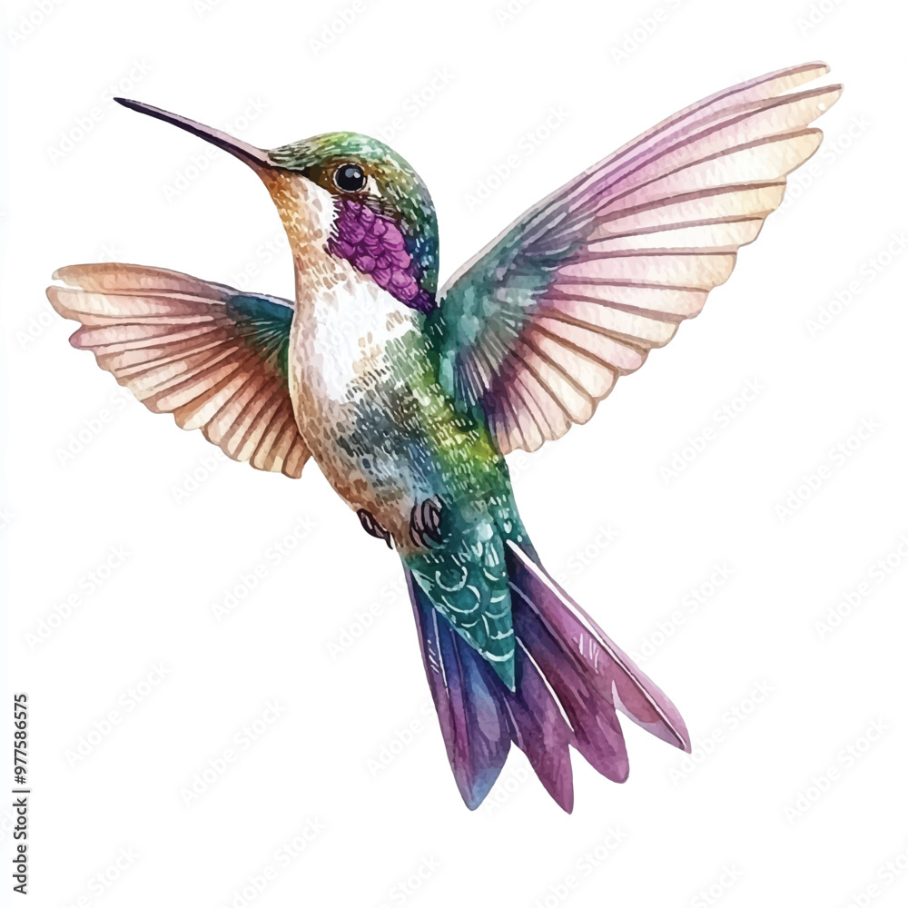 Obraz premium Hummingbird watercolor clipart illustration isolated