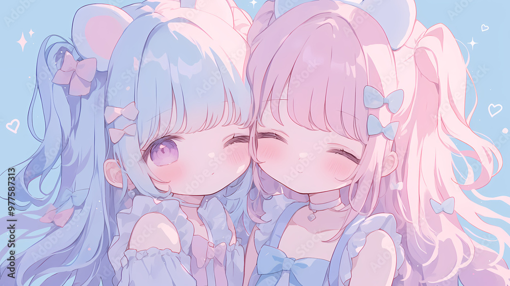 Chibi Anime Cute Girls in Love – Adorable Romance Art Chibi Anime Cute Girls in Love – Adorable Romance Art