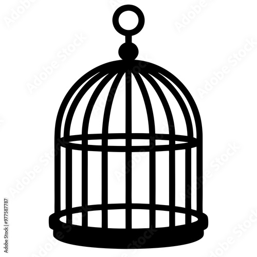 Bird Cages Vector Illustration - Cartoon, Clipart, Line Art Printable Design
