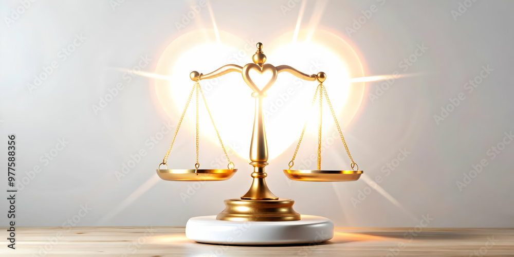 Flat Podium with Glowing Heart & Scales of Justice: A Symbol of Love and Fairness for Human Rights Day - Vector Illustration Flat Podium with Glowing Heart & Scales of Justice: A Symbol of Love and Fairness for Human Rights Day - Vector Illustration