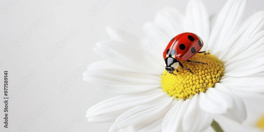 A vibrant red ladybug rests delicately on a bright yellow daisy. This close-up shot highlights the beauty of nature and the intricate details of the insect and flower. Perfect for nature lovers. AI A vibrant red ladybug rests delicately on a bright yellow daisy. This close-up shot highlights the beauty of nature and the intricate details of the insect and flower. Perfect for nature lovers. AI