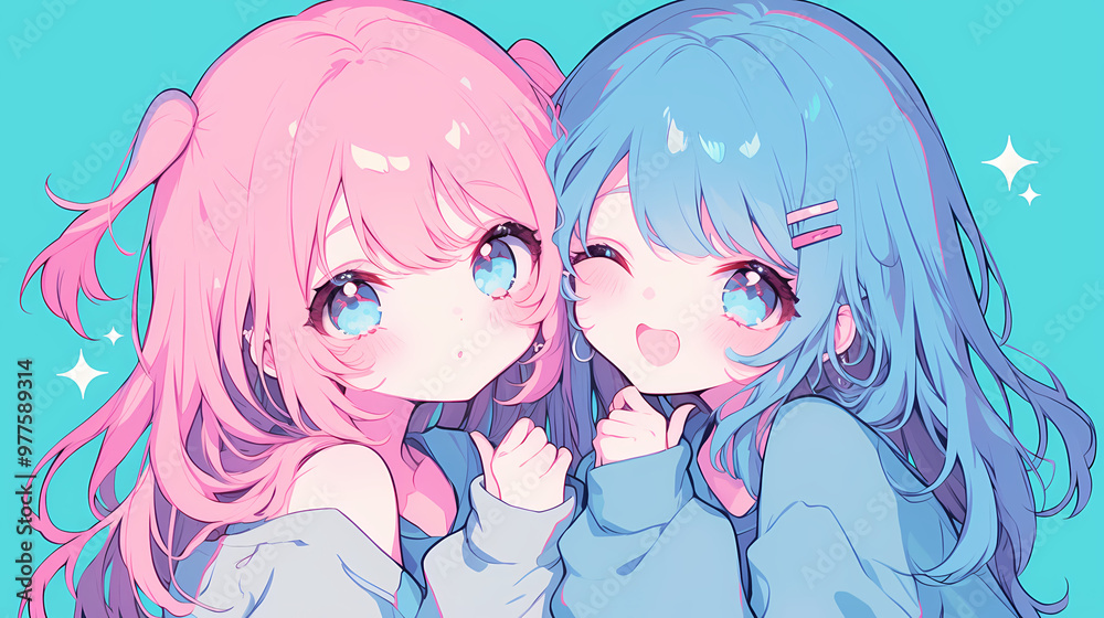 Chibi Anime Cute Girls in Love – Adorable Romance Art Chibi Anime Cute Girls in Love – Adorable Romance Art