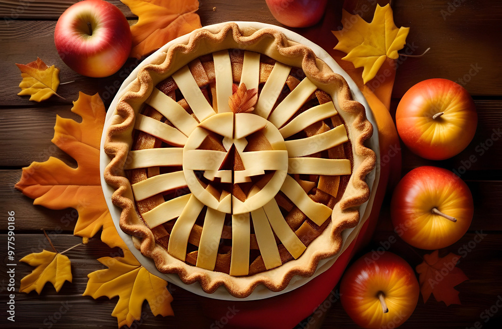 Halloween pie in shape of jack-o-lantern Halloween pie in shape of jack-o-lantern
