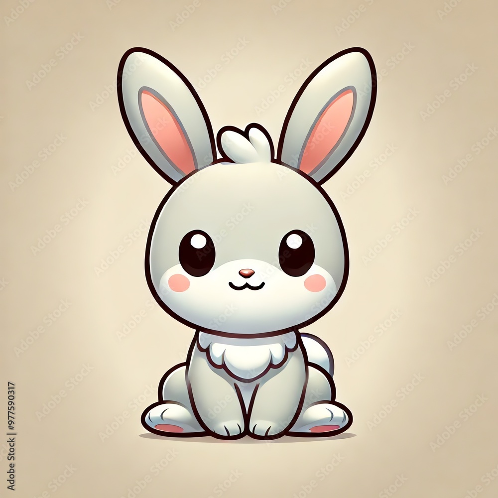 An illustration of a bunny, sitting with its ears perked up, large, gentle eyes, and a small, friendly smile An illustration of a bunny, sitting with its ears perked up, large, gentle eyes, and a small, friendly smile