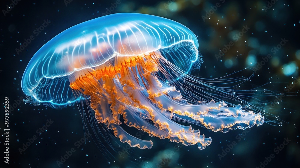 Glowing Jellyfish Underwater Glowing Jellyfish Underwater
