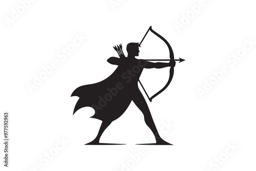 archery  clip art vector silhouette illustration isolated in white background