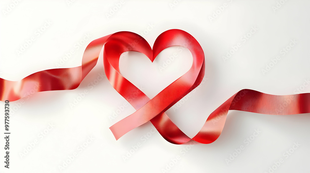 3D Abstract Red Heartbeat Digital Art: EKG Line Forming AIDS Ribbon Icon, Isolated on White Background 3D Abstract Red Heartbeat Digital Art: EKG Line Forming AIDS Ribbon Icon, Isolated on White Background
