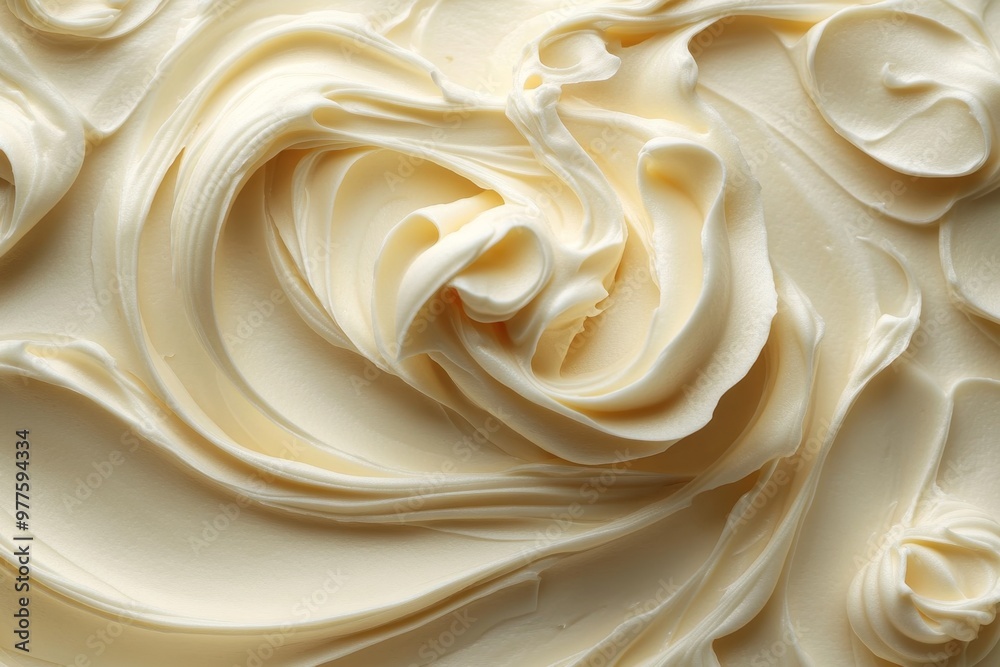 Close up of a cream swirl on white background with copy space. Close up of a cream swirl on white background with copy space.