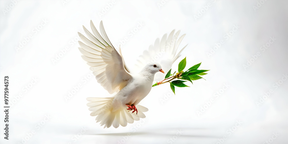 Obraz premium Flat Isolated Peace Dove Vector with Olive Branch for Human Rights Day - Minimalist Infographic Design Symbolizing Peace and Freedom in Clean Style