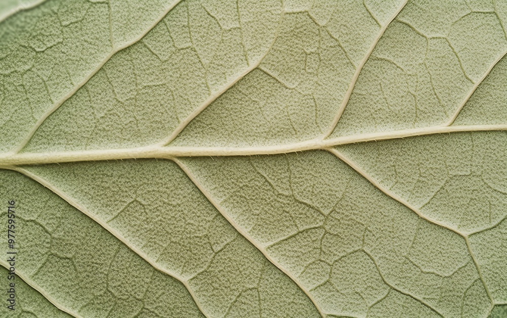 Obraz premium Close-up of a leaf's intricate network of veins, showcasing the beauty of nature's design.