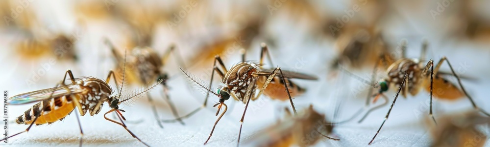 Many mosquitos that are standing on a table, banner Many mosquitos that are standing on a table, banner