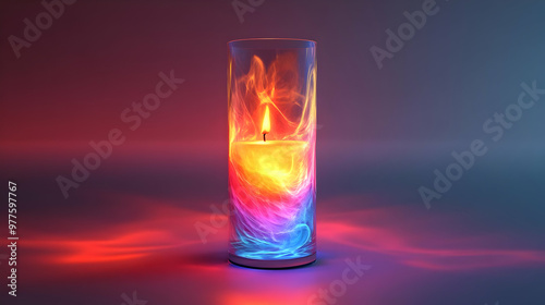 3D Holographic Candle Frame Concept for World AIDS Day Awareness - Ideal Design for Campaigns, Informational Materials, and Copy Space