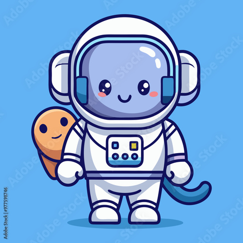 Download Cute Astronaut With Elephant Cartoon Vector Eps File For Design.