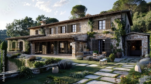 Rustic Stone Villa with Lush Greenery