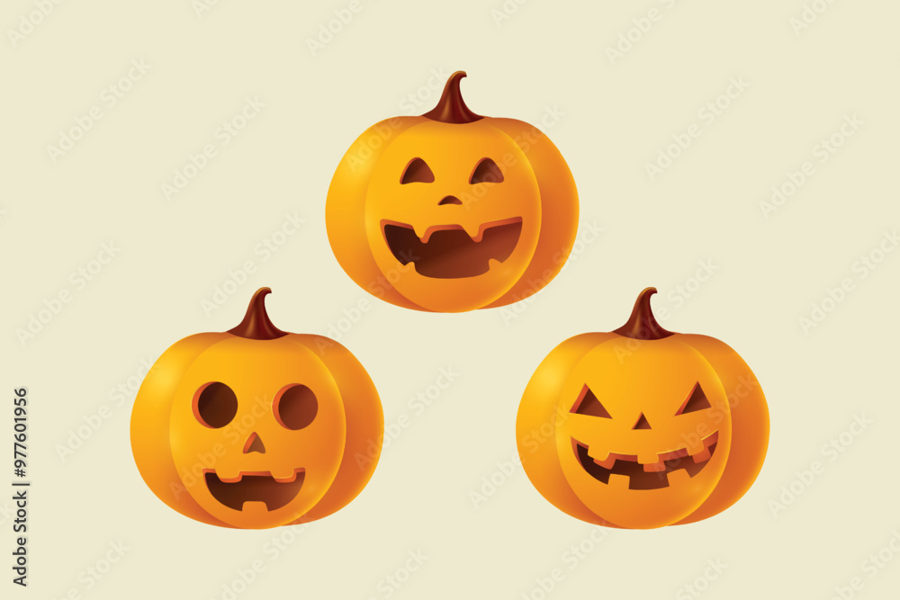Halloween Pumpkin Face Emoji. 3D Halloween Theme Concept Vector Illustration Halloween Pumpkin Face Emoji. 3D Halloween Theme Concept Vector Illustration