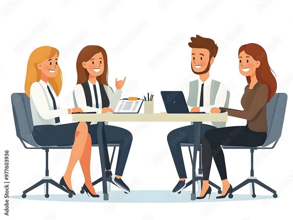 Flat Candid Office Team Meeting Concept: Vector Illustration of a Diverse Team Collaborating on 2025 Goals with Calendars and Smart Business Tone Flat Candid Office Team Meeting Concept: Vector Illustration of a Diverse Team Collaborating on 2025 Goals with Calendars and Smart Business Tone