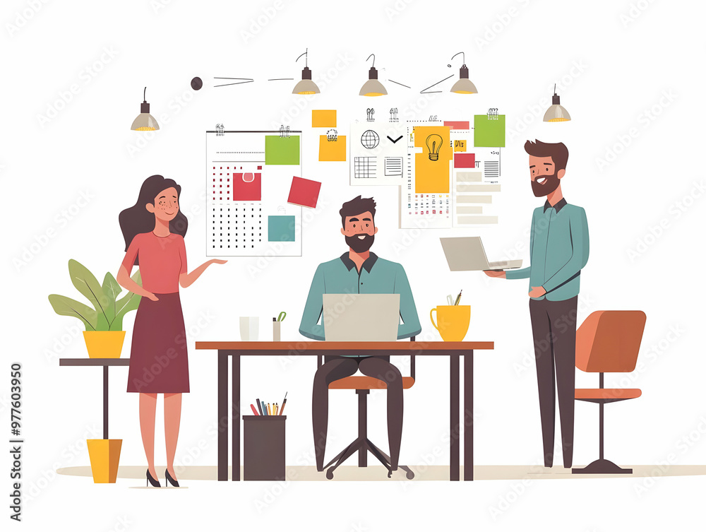 Flat Candid Creative Collaboration: Capture a Dynamic Team Brainstorming for 2025 with Calendars in a Simple Vector Illustration Flat Candid Creative Collaboration: Capture a Dynamic Team Brainstorming for 2025 with Calendars in a Simple Vector Illustration