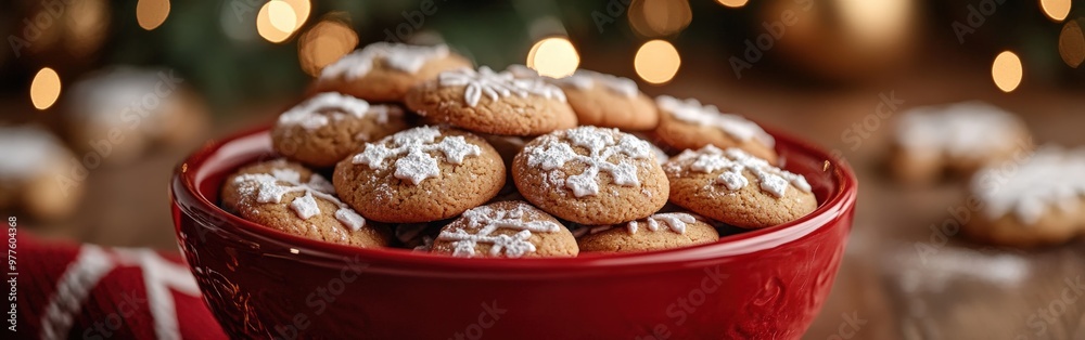 Holiday gingerbread cookies in a festive red and white jar Holiday gingerbread cookies in a festive red and white jar
