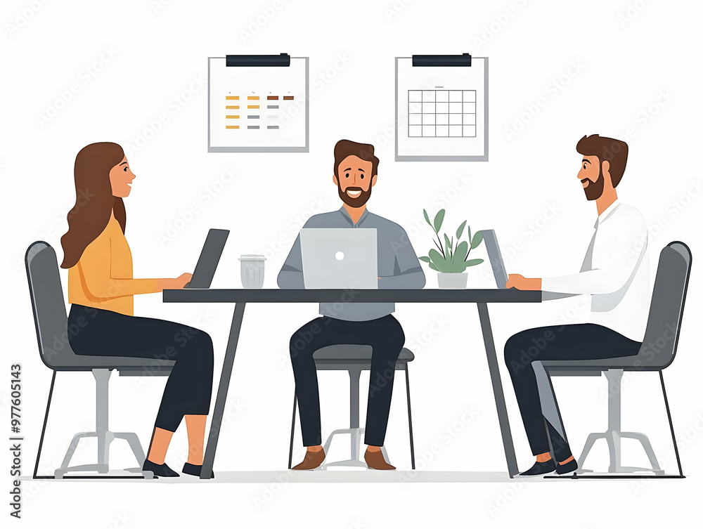 Flat Candid Office Team Meeting Concept: Capture a Collaborative Moment of Team Discussion on 2025 Goals with Calendars in a Simple Vector Illustration Flat Candid Office Team Meeting Concept: Capture a Collaborative Moment of Team Discussion on 2025 Goals with Calendars in a Simple Vector Illustration