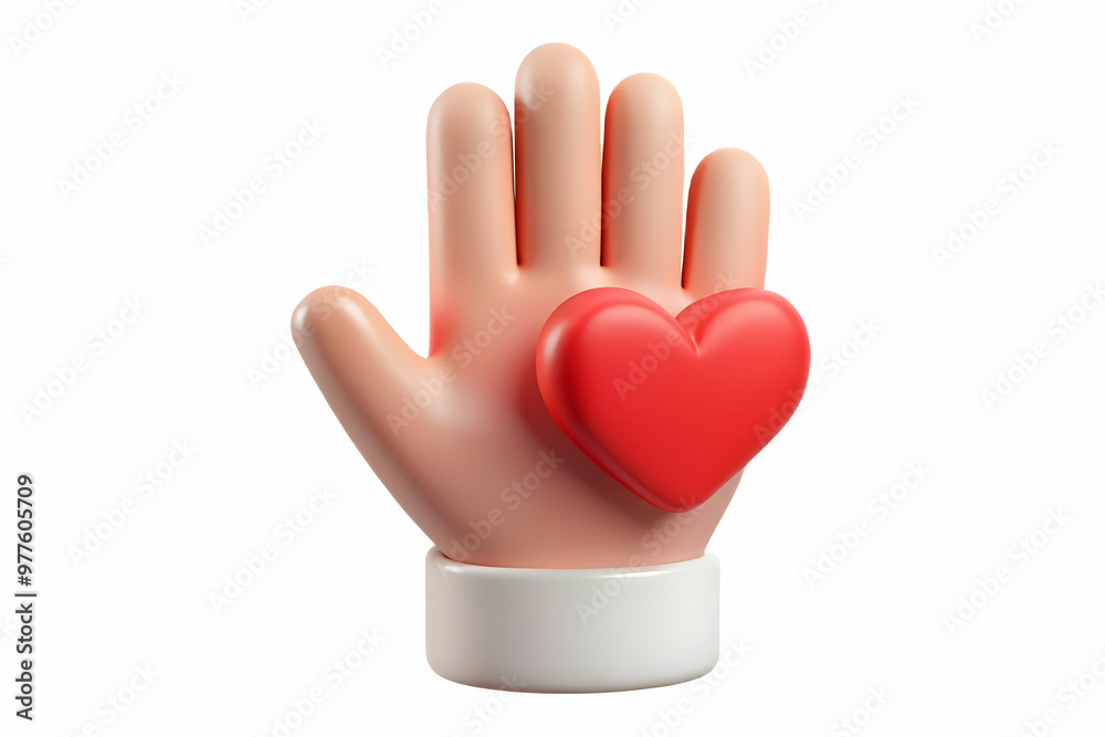 3D Isolated Raised Hand with Heart Symbolizing Compassion for Human Rights Day - Minimalist Vector Icon for Infographics 3D Isolated Raised Hand with Heart Symbolizing Compassion for Human Rights Day - Minimalist Vector Icon for Infographics