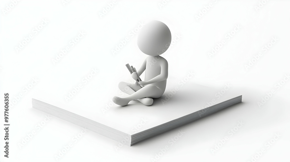 3D Candid Reflection Concept: Individual Introspecting and Writing Goals for 2025 in Calendar - Motivation and Personal Growth Icon on White Background 3D Candid Reflection Concept: Individual Introspecting and Writing Goals for 2025 in Calendar - Motivation and Personal Growth Icon on White Background