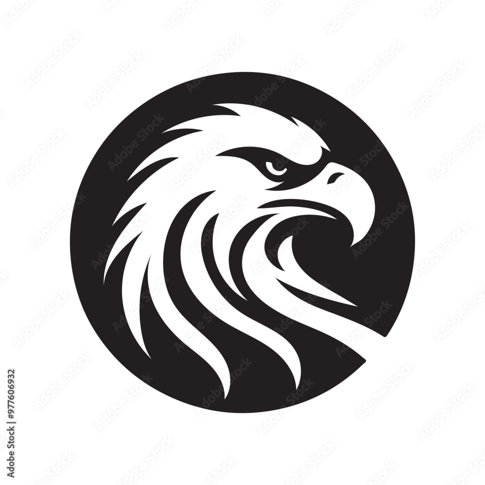 Fototapeta premium Head of the Black Eagle. silhouette vector symble icon, isolated on white background