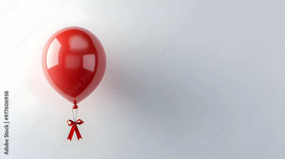 3D Soft Focus Red Balloon Rising with AIDS Ribbon Tag | Blurred Image Concept on Isolated White Background - Eye-Catching Visuals for Awareness 3D Soft Focus Red Balloon Rising with AIDS Ribbon Tag | Blurred Image Concept on Isolated White Background - Eye-Catching Visuals for Awareness