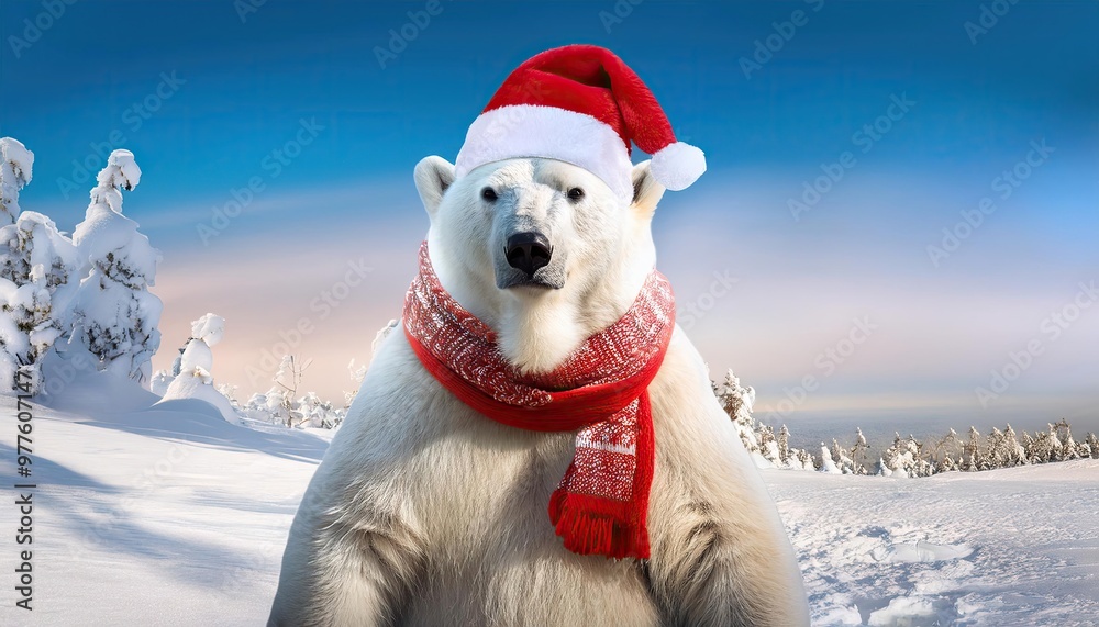 Polar bear in Santa hat Polar bear in Santa hat