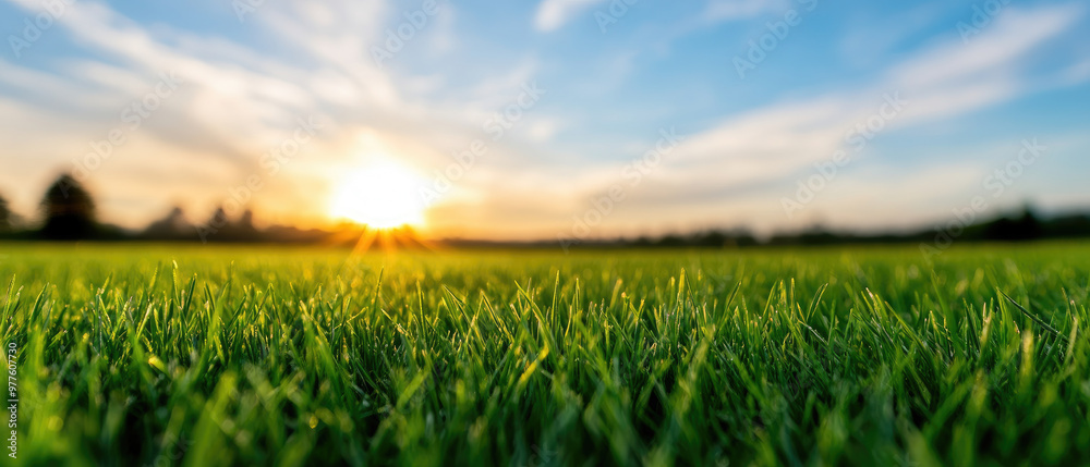 Φωτογραφία Capture the serene beauty of a sunrise illuminating a quiet meadow, representing hope and fresh starts in nature's embrace