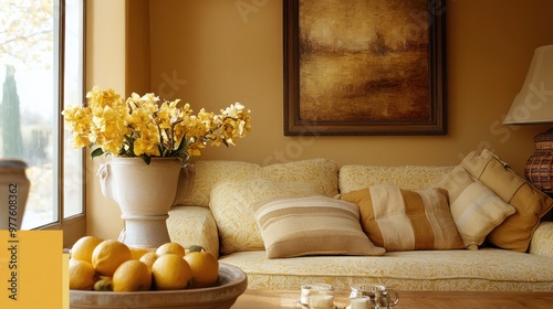 A warm yellow color scheme with rich, golden tones, providing a welcoming and cozy atmosphere for design projects. photo