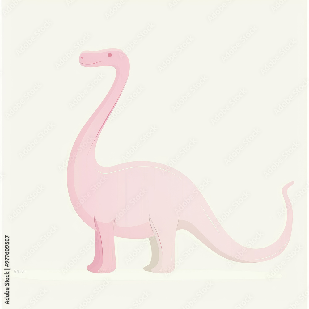 A cute, simple brontosaurus in pastel colors stands against soft background, evoking sense of whimsy and nostalgia. This charming dinosaur illustration is perfect for childrens decor or educational ma A cute, simple brontosaurus in pastel colors stands against soft background, evoking sense of whimsy and nostalgia. This charming dinosaur illustration is perfect for childrens decor or educational ma