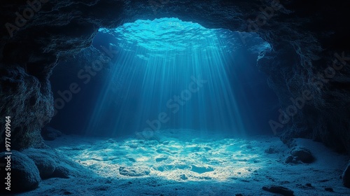 Underwater Cave with Sunlight