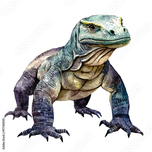 Komodo watercolor clipart illustration isolated